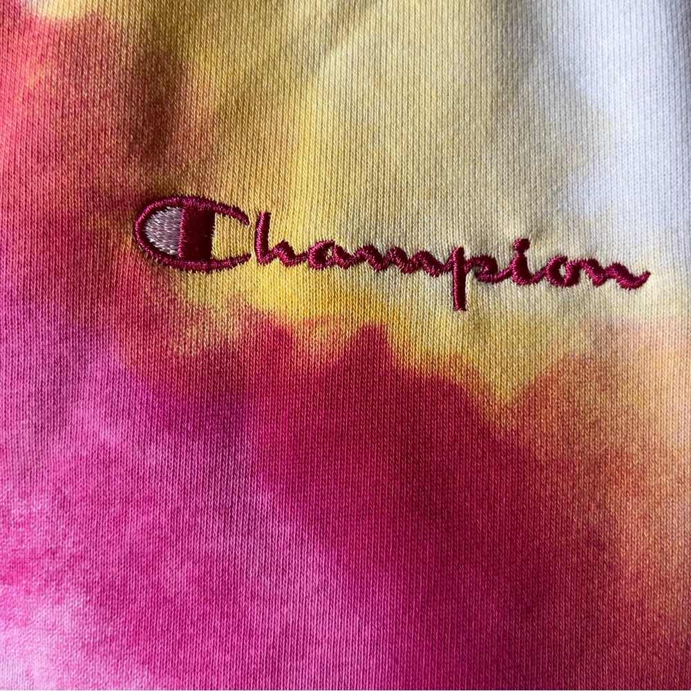 NWT Champion Multi Wash Campus French Terry tie dye cropped sweatshirt Size L - Picture 4 of 9